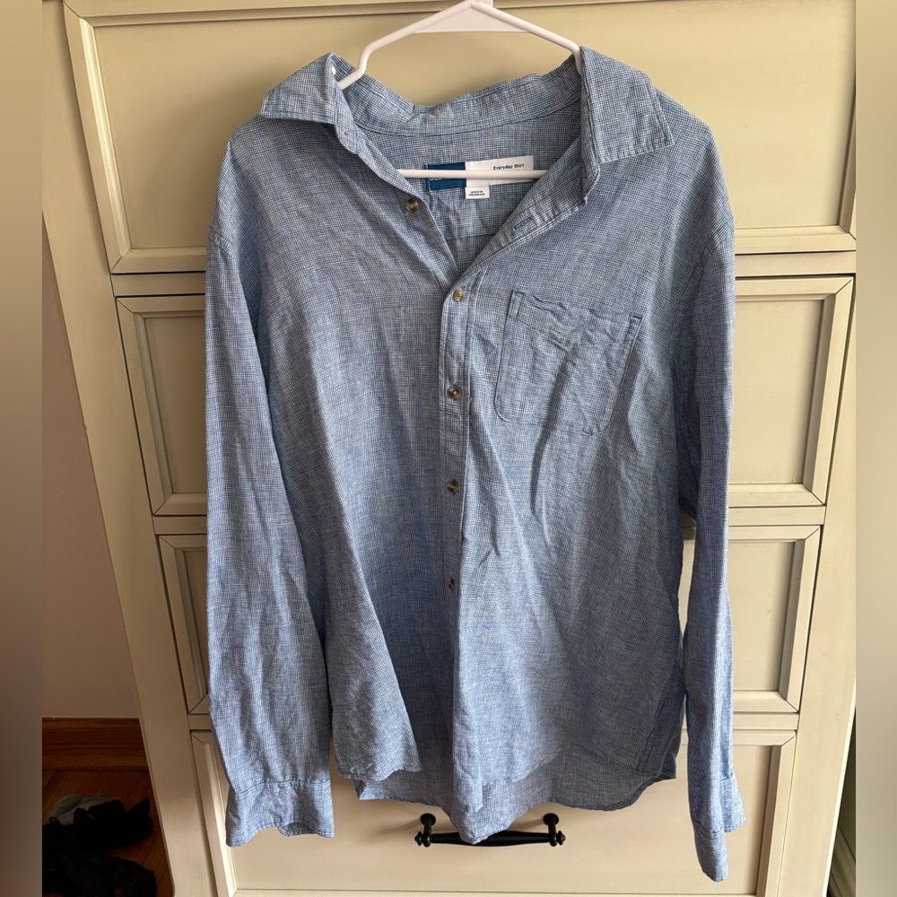 Men's Blue Button-Up Shirt